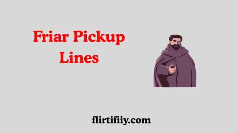 Funny Friar Pickup Lines in speech bubbles making people laugh